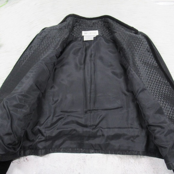 WORTH Diamond Quilted Velvet Trim Button Front Jacket Women's Size 10 - Picture 9 of 12